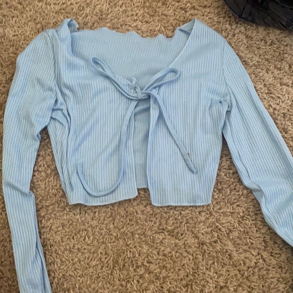 Blue over cardigan shirt